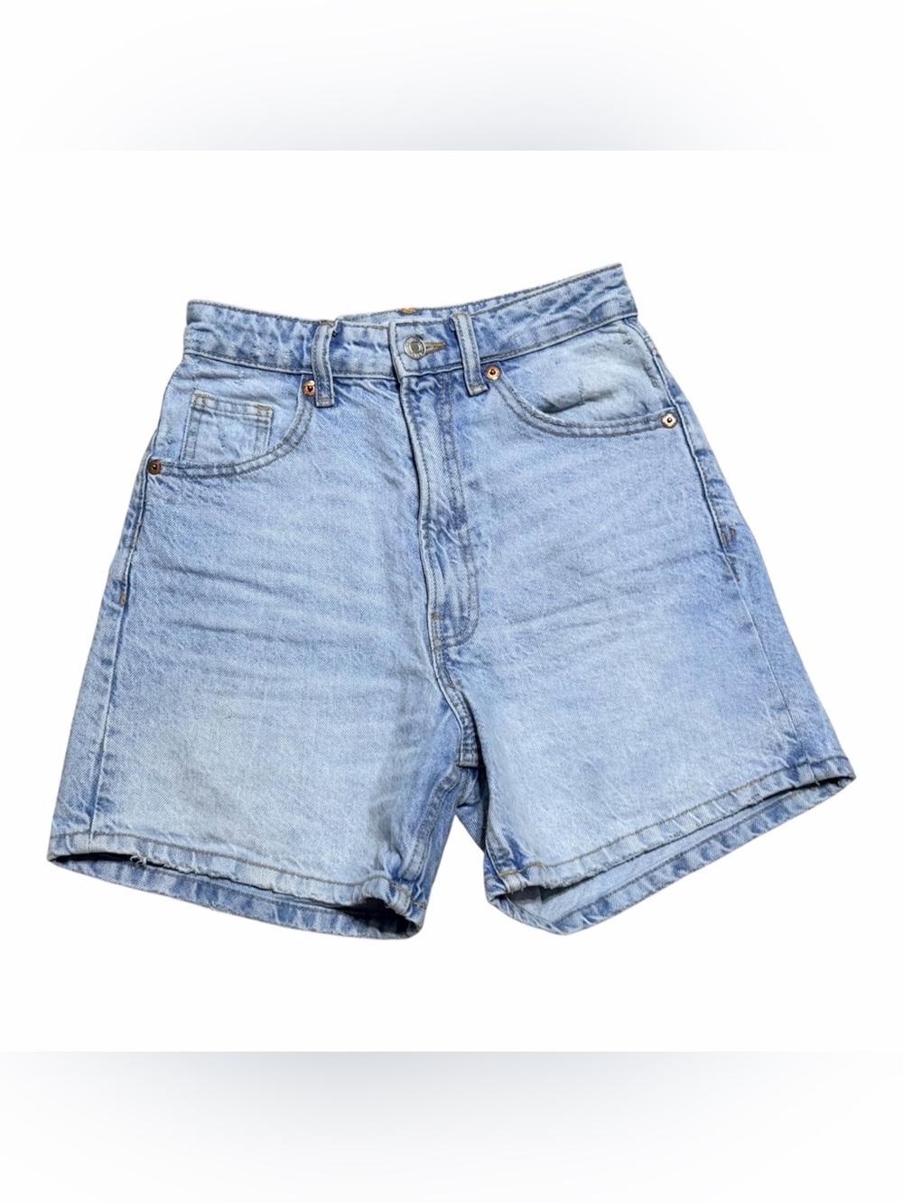 Zara High-Waisted Mom Fit Denim Shorts size 0